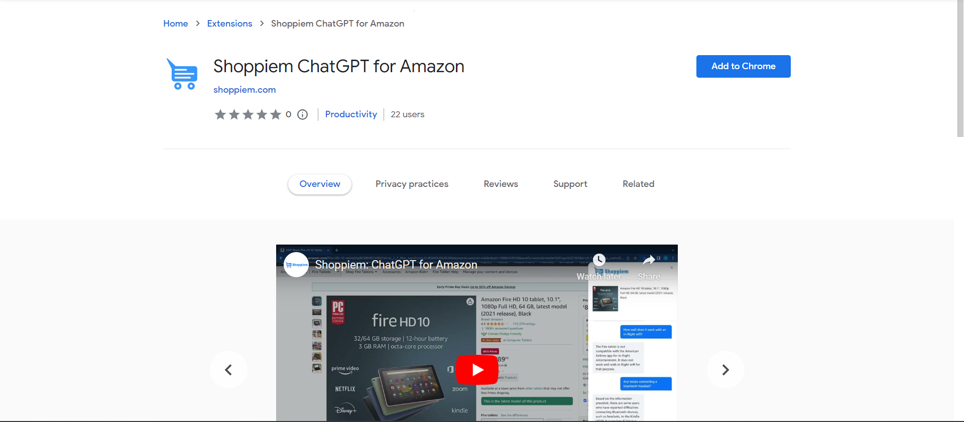 Shoppiem ChatGPT for Amazon