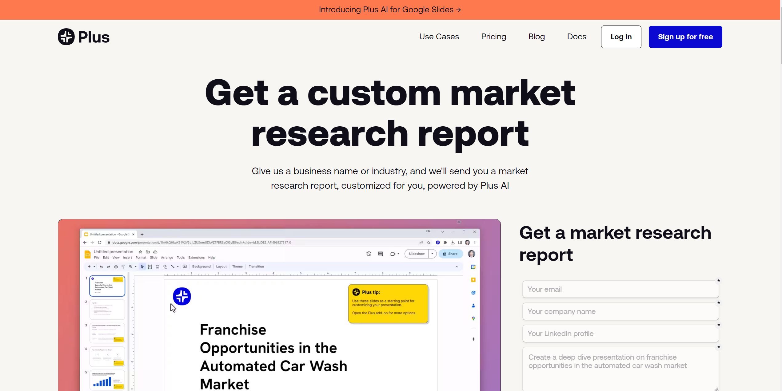 Post: Plus AI for Market Research