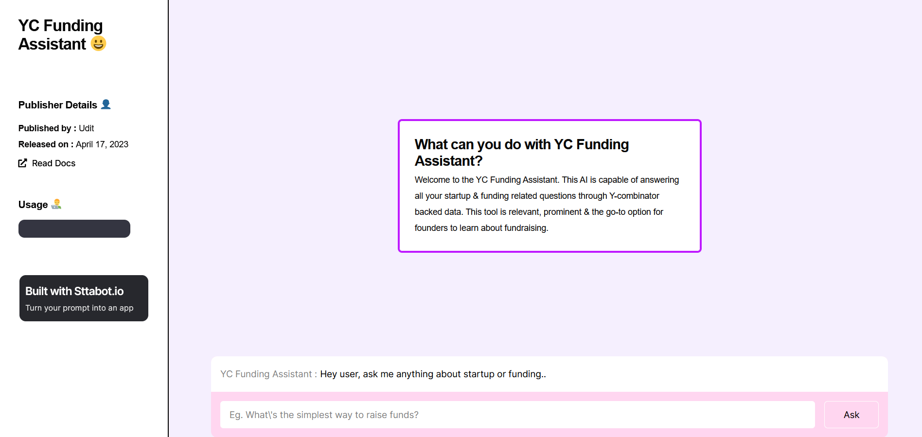 Post: YC Funding Assistant